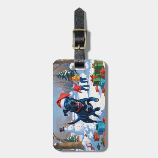 Blue Heeler Kerstfeest Sneeuwscène Bagagelabel (Voorkant verticaal)