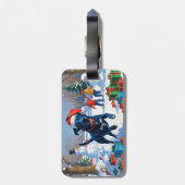 Blue Heeler Kerstfeest Sneeuwscène Bagagelabel (Achterkant verticaal)