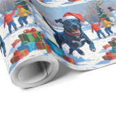Blue Heeler Kerstfeest Sneeuwscène Cadeaupapier (Rol Hoek)