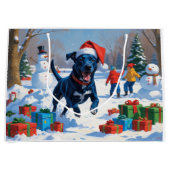 Blue Heeler Kerstfeest Sneeuwscène Groot Cadeauzakje (Voorkant)