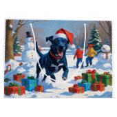 Blue Heeler Kerstfeest Sneeuwscène Groot Cadeauzakje (Achterkant)