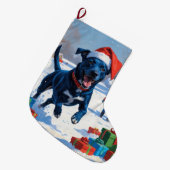 Blue Heeler Kerstfeest Sneeuwscène Grote Kerstsok (Voorkant (Hangend))