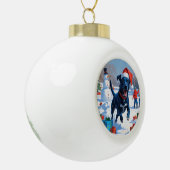 Blue Heeler Kerstfeest Sneeuwscène Keramische Bal Ornament (Links)