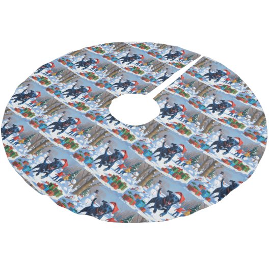 Blue Heeler Kerstfeest Sneeuwscène Kerstboom Rok (Gekanteld)