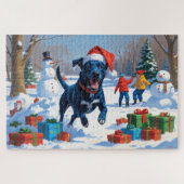 Blue Heeler Kerstfeest Sneeuwscène Legpuzzel (Horizontaal)