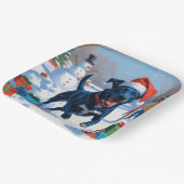 Blue Heeler Kerstfeest Sneeuwscène Papieren Bordje (Gebogen)