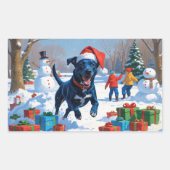 Blue Heeler Kerstfeest Sneeuwscène Rechthoekige Sticker (Voorkant)