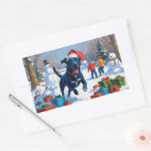 Blue Heeler Kerstfeest Sneeuwscène Rechthoekige Sticker (Envelop)