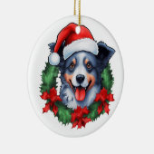 Blue Heeler Kerstkrans Keramisch Ornament (Rechts)