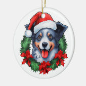Blue Heeler Kerstkrans Keramisch Ornament (Links)