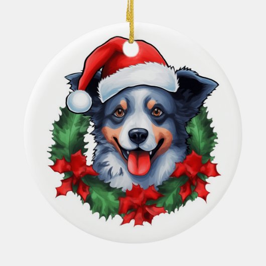 Blue Heeler Kerstkrans Keramisch Ornament (Achterkant)