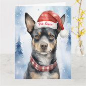 Blue Heeler Kerstmis gepersonaliseerd Kaart (Gele Bloem)