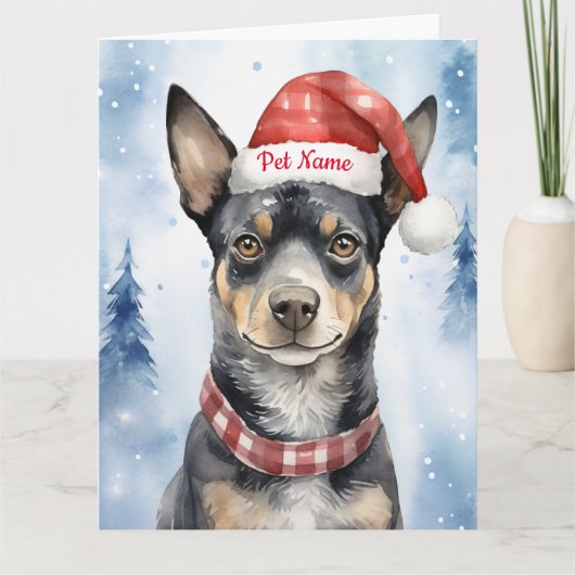 Blue Heeler Kerstmis gepersonaliseerd Kaart (Voorkant)