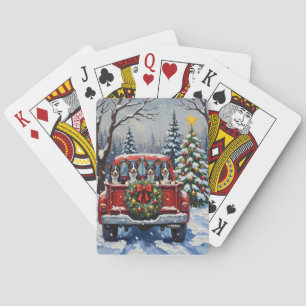 Blue Heeler Kerstmis Rode Truck Vakantie Pokerkaarten