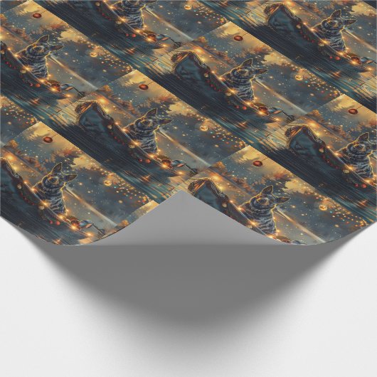 Blue Heeler kerstvakantie Cadeaupapier (Hoek)