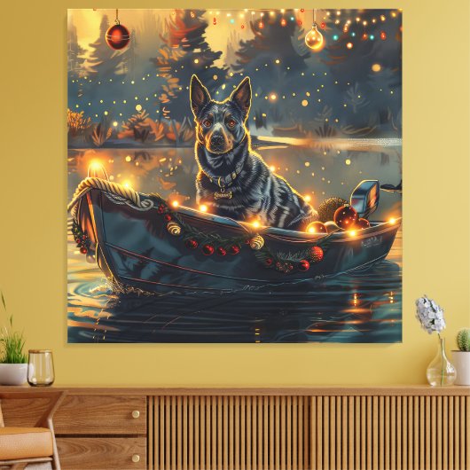 Blue Heeler kerstvakantie Canvas Afdruk (Insitu (Woonkamer))