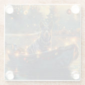 Blue Heeler kerstvakantie Glazen Onderzetter (Achterkant)