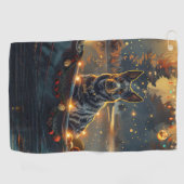 Blue Heeler kerstvakantie Golfhanddoek (Horizontaal)