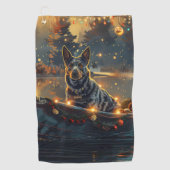 Blue Heeler kerstvakantie Golfhanddoek (Voorkant)