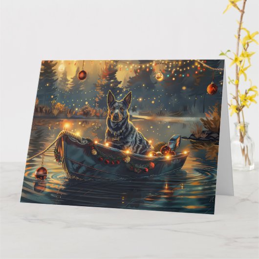 Blue Heeler kerstvakantie Kaart (Gele Bloem)