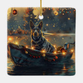 Blue Heeler kerstvakantie Keramisch Ornament (Achterkant)