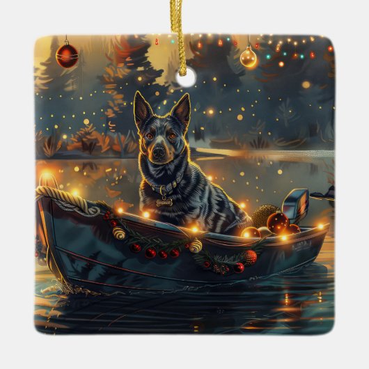 Blue Heeler kerstvakantie Keramisch Ornament (Voorkant)