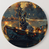 Blue Heeler kerstvakantie Ronde Button 6,0 Cm (Voorkant)