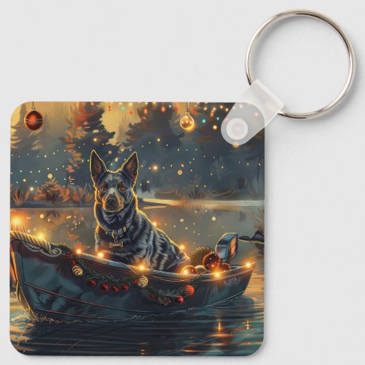 Blue Heeler kerstvakantie Sleutelhanger (Achterkant)