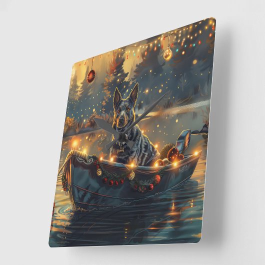 Blue Heeler kerstvakantie Vierkante Klok (Hoek)