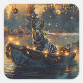 Blue Heeler kerstvakantie Vierkante Sticker (Voorkant)