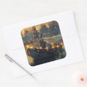 Blue Heeler kerstvakantie Vierkante Sticker (Envelop)