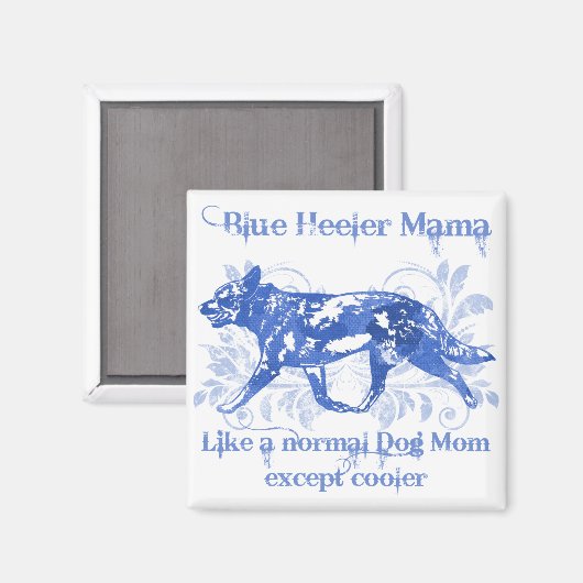 Blue Heeler Mama Waterverf Blauw Magneet (Voorkant / Achterkant)