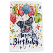 Blue Heeler met Ballonnen Medium Cadeauzakje (Voorkant)