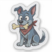 Blue Heeler met bot Sticker (Voorkant)