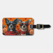 Blue Heeler met hart Rozen Valentijnsdag Bagagelabel (Voorkant horizontaal)