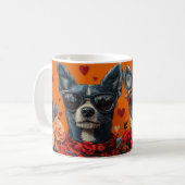 Blue Heeler met hart Rozen Valentijnsdag Koffiemok (Voorkant links)