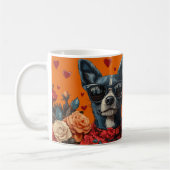 Blue Heeler met hart Rozen Valentijnsdag Koffiemok (Links)