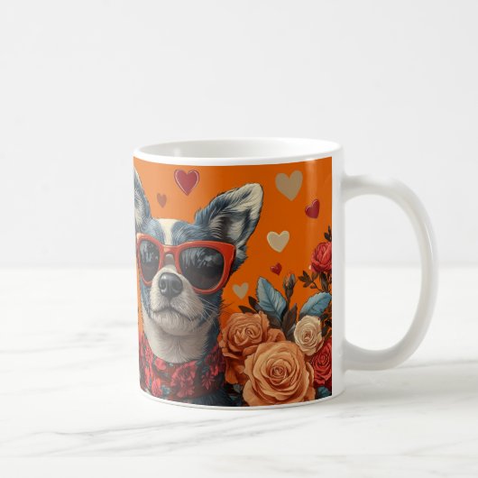 Blue Heeler met hart Rozen Valentijnsdag Koffiemok (Rechts)