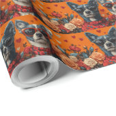 Blue Heeler Met Hartrozen Valentijnsdag Cadeaupapier (Rol Hoek)