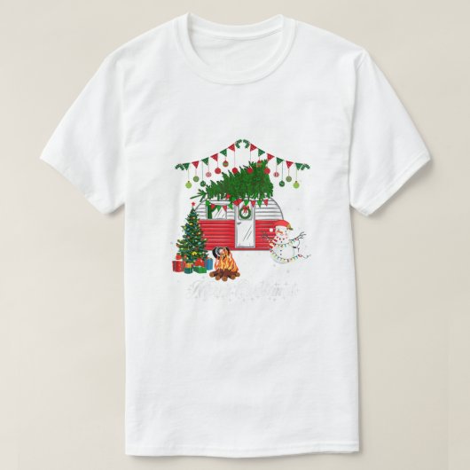 Blue Heeler met Kersttrui - Vrolijk Kerstfeest T-shirt (Design voorkant)
