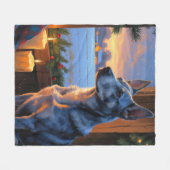 Blue Heeler Met Kerstverlichting Vakantie Fleece Deken (Voorkant (Horizontaal))