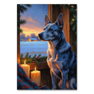 Blue Heeler met kerstverlichting Vakantie Kaart