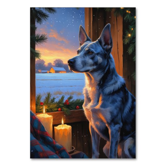 Blue Heeler met kerstverlichting Vakantie Kaart (Voorkant)