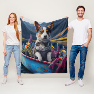 Blue Heeler op een peddel: Een landschappelijk avo Fleece Deken