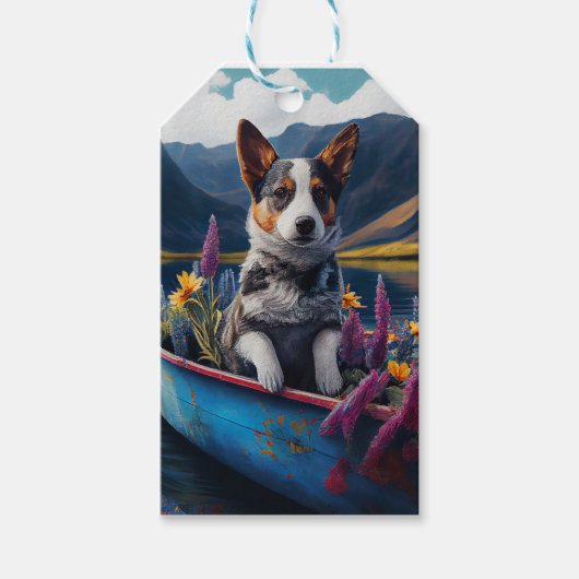 Blue Heeler op een peddel: een Schilderachtig avon Cadeaulabel (Voorkant)