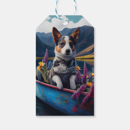 Blue Heeler op een peddel: een Schilderachtig avon Cadeaulabel (Achterkant)
