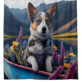 Blue Heeler op een peddel: een Schilderachtig avon Douchegordijn (Voorkant)