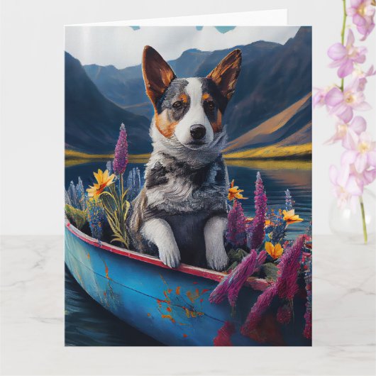 Blue Heeler op een peddel: een Schilderachtig avon Kaart (Orchidee)