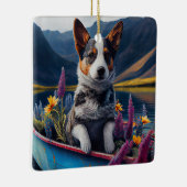 Blue Heeler op een peddel: een Schilderachtig avon Keramisch Ornament (Rechts)