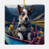 Blue Heeler op een peddel: een Schilderachtig avon Keramisch Ornament (Achterkant)